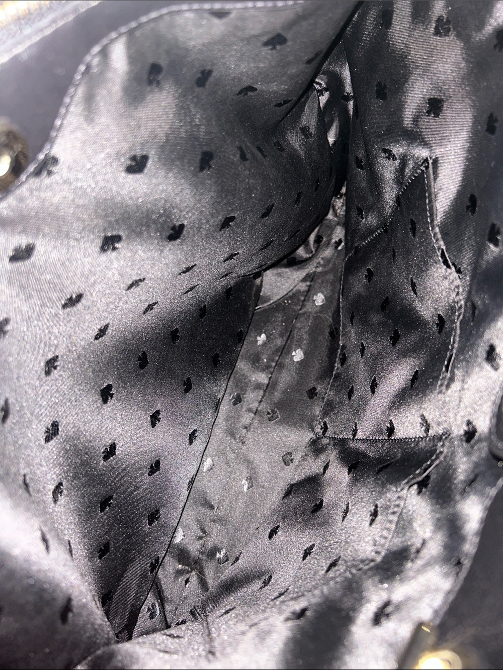 kate spade Infinite Black Pebbled Leather Tote w\Silver Chain Straps- like new - Picture 10 of 14